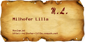 Milhofer Lilla névjegykártya
